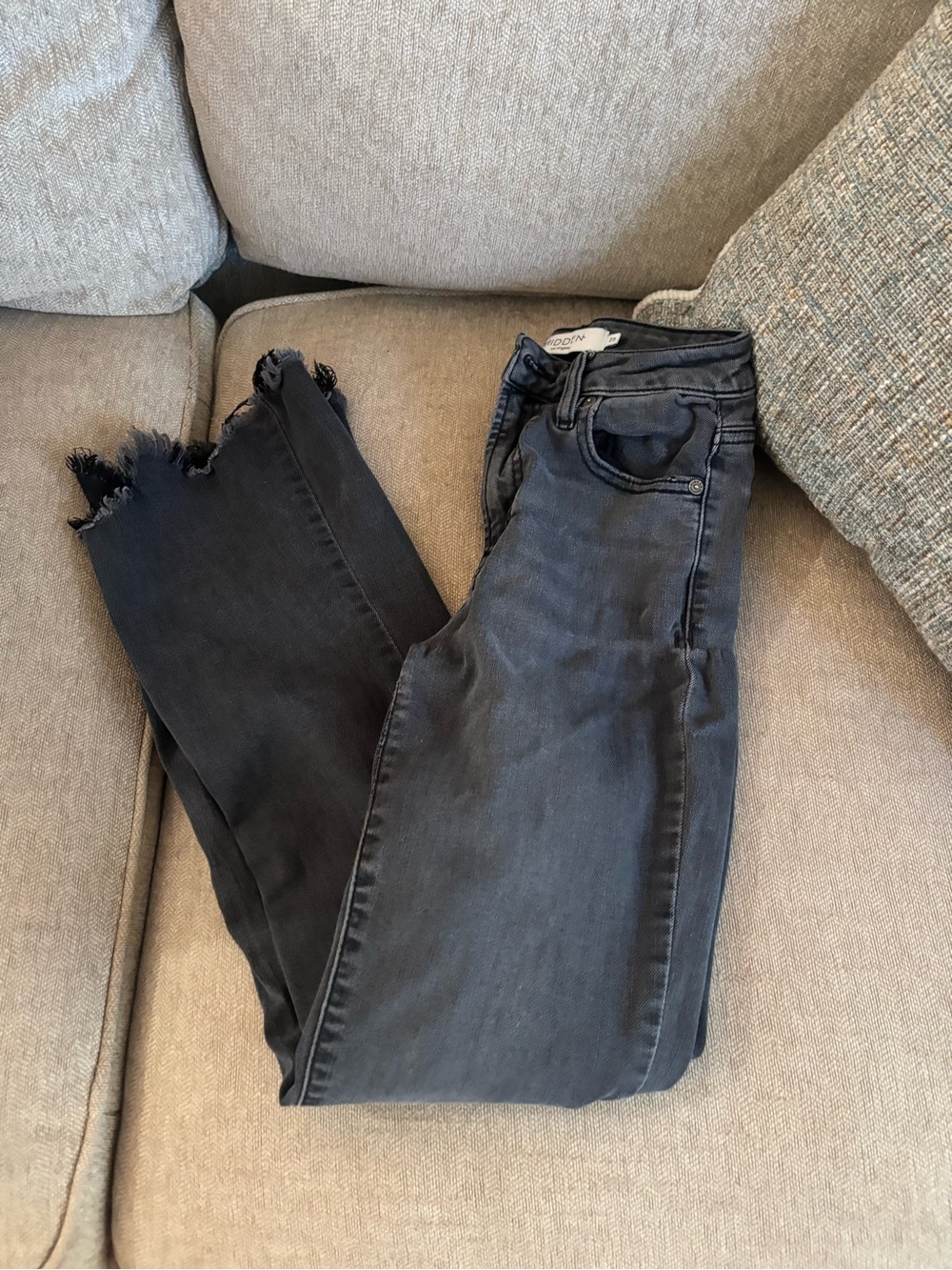 BKE Black Wide Leg Jeans with Frayed Hem
